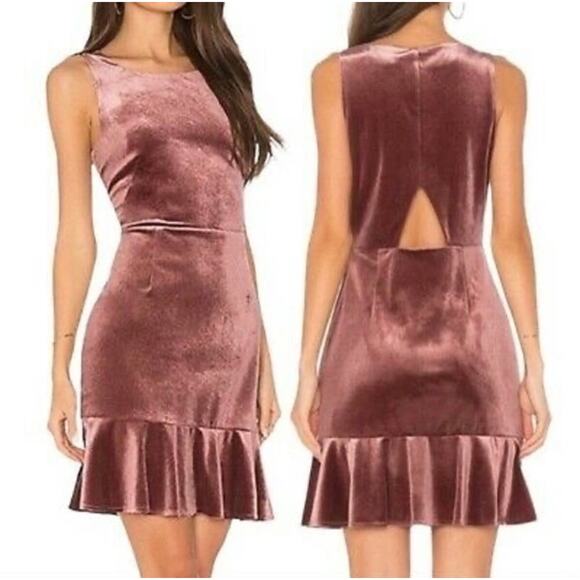Rebecca Minkoff Tiffany Mauve Velvet Ruffle Hem Sleeveless Sheath Dress Size 4 - Picture 1 of 11